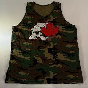 🍁 Y2K METAL MULISHA HELMET SKULL MAPLE LEAF LOGO GRAPHIC MARSHY CAMO TANK TOP 🍁
